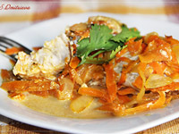 Запечённый хек с овощами