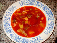 Борщ с фасолью и консервами