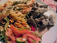 Печень по-бефстрогановски