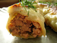 Каннеллони с рыбой и зеленью