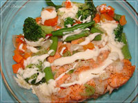 Рыба с овощами в микроволновке