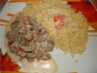 Булгур с куриными желудками