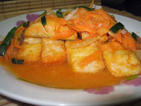 Камбала с овощами