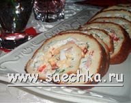 Заварной рулет с копченым мясом