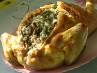 Курица, фаршированная рисом и грибами