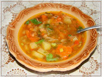Постный рассольник с фасолью