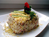 Лёгкий салатик с крабовыми палочками