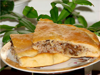 Постный пирог с гречневой кашей и грибами